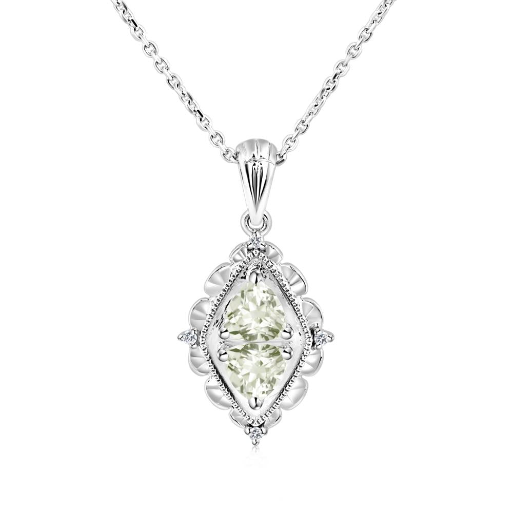 Vintage Two Stone Green Amethyst Necklace - LUO Jewelry #metal_18k white gold