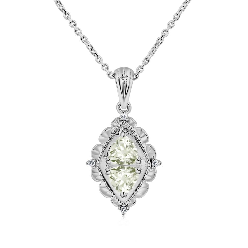 Vintage Two Stone Green Amethyst Necklace - LUO Jewelry #metal_platinum