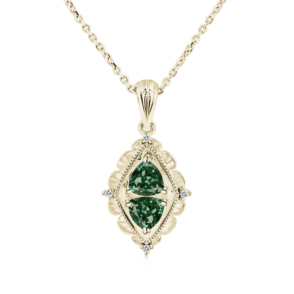 Green Sapphire Milgrain Necklace - LUO Jewelry #metal_14k yellow gold