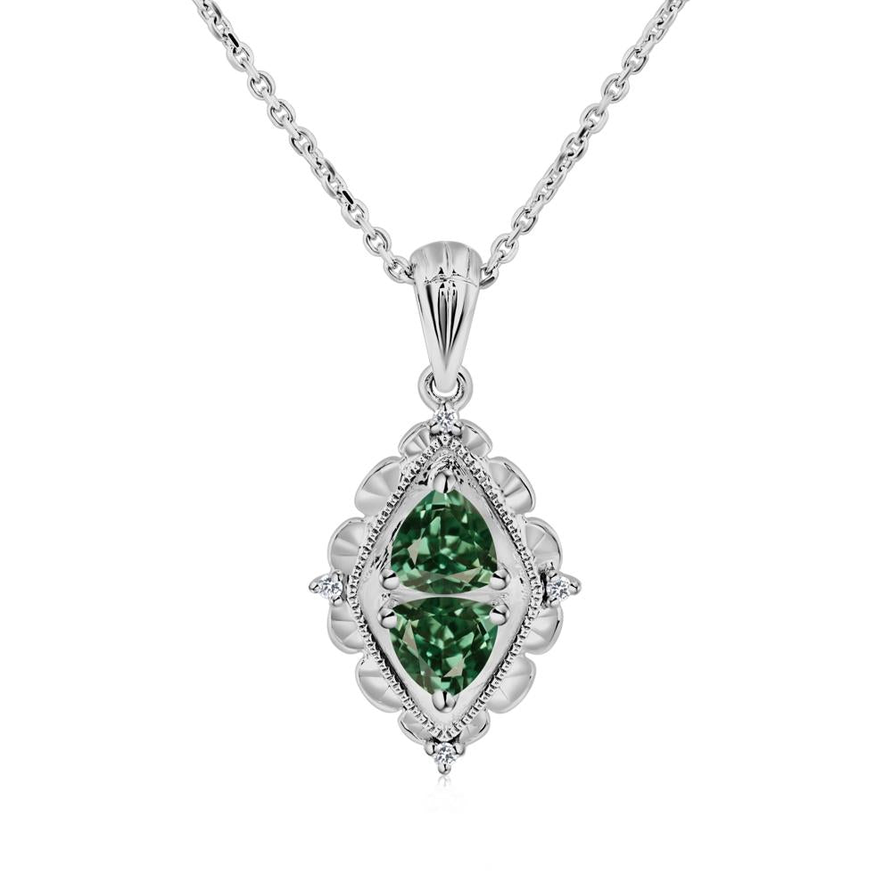 Green Sapphire Milgrain Necklace - LUO Jewelry #metal_platinum