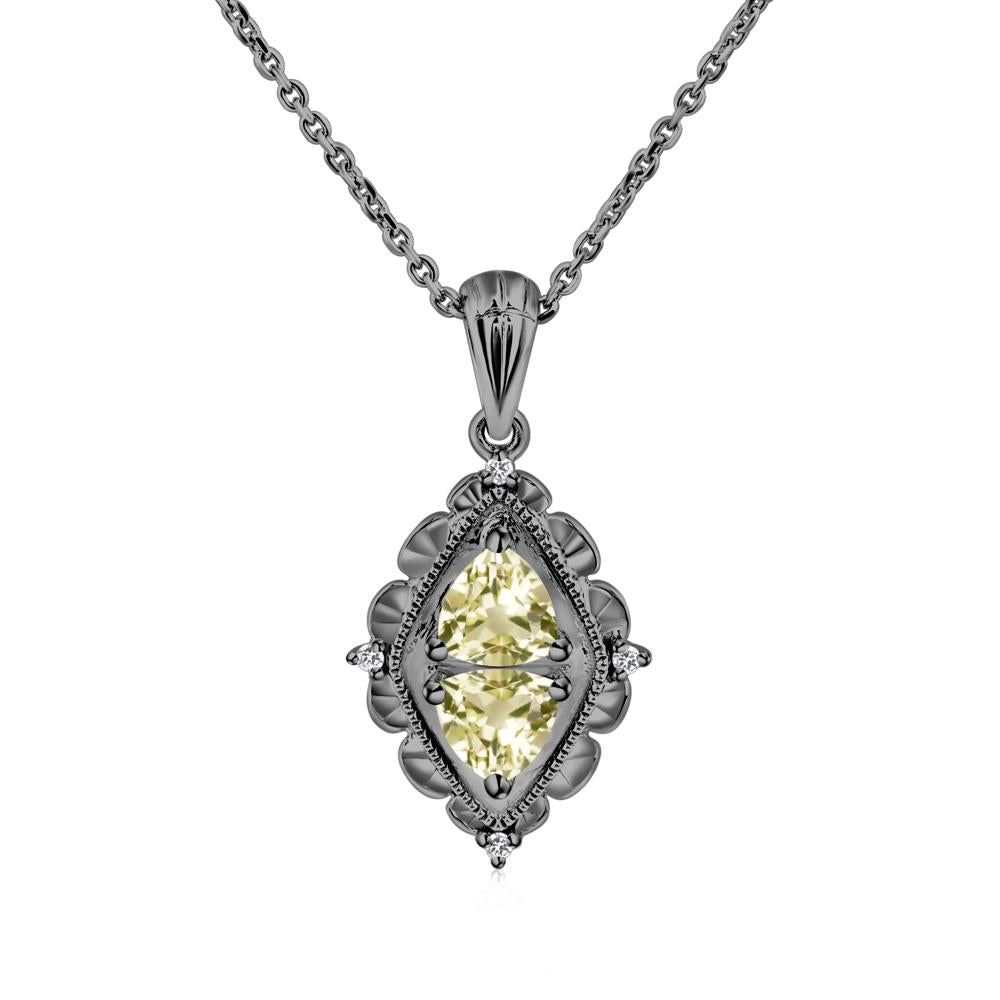 Lemon Quartz Two Stone Necklace - LUO Jewelry #metal_black finish sterling silver