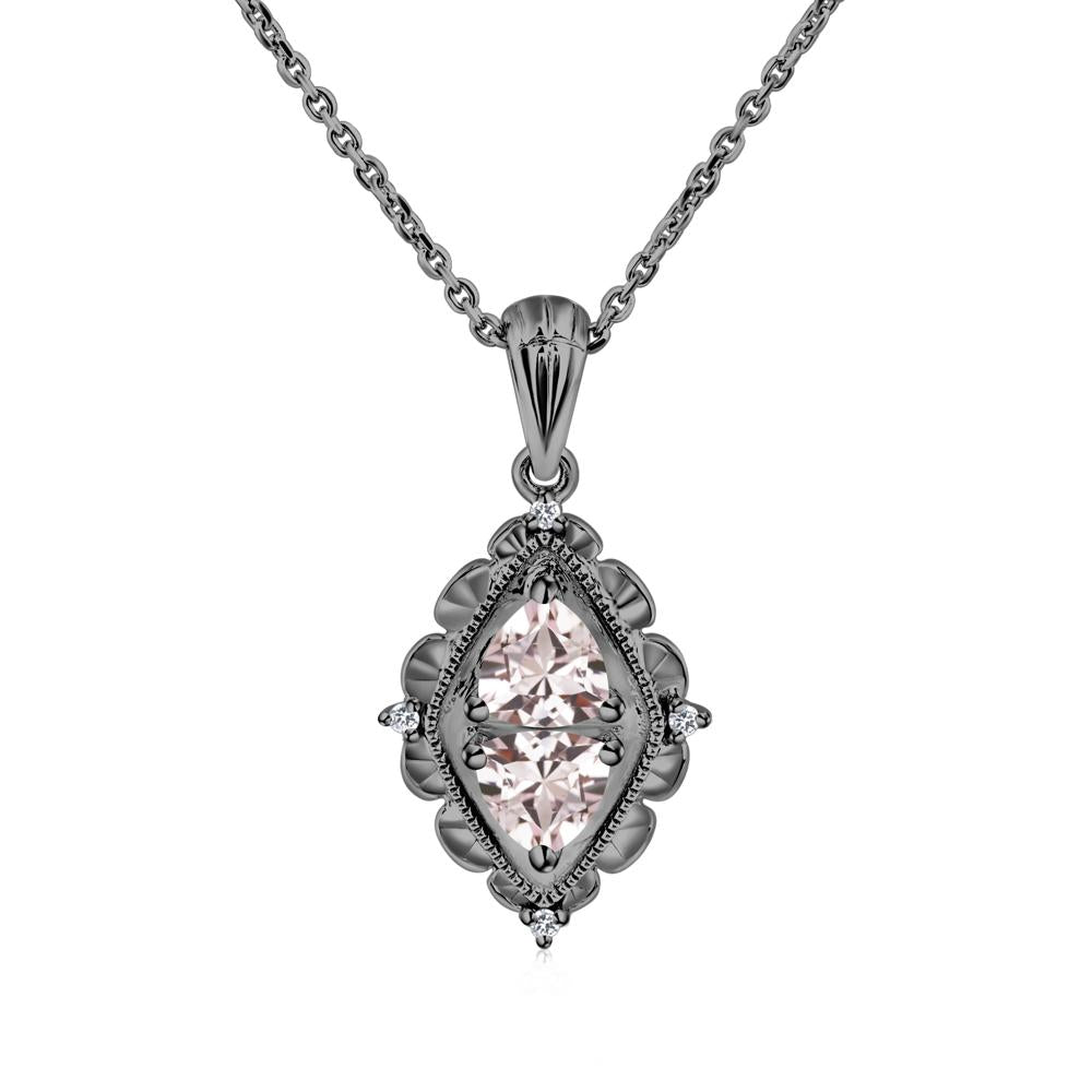 Vintage Two Stone Morganite Necklace - LUO Jewelry #metal_black finish sterling silver