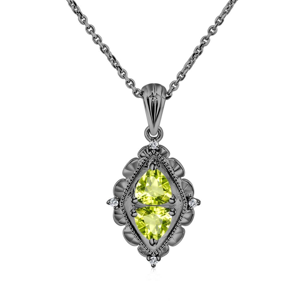 Peridot Two Stone Necklace - LUO Jewelry #metal_black finish sterling silver