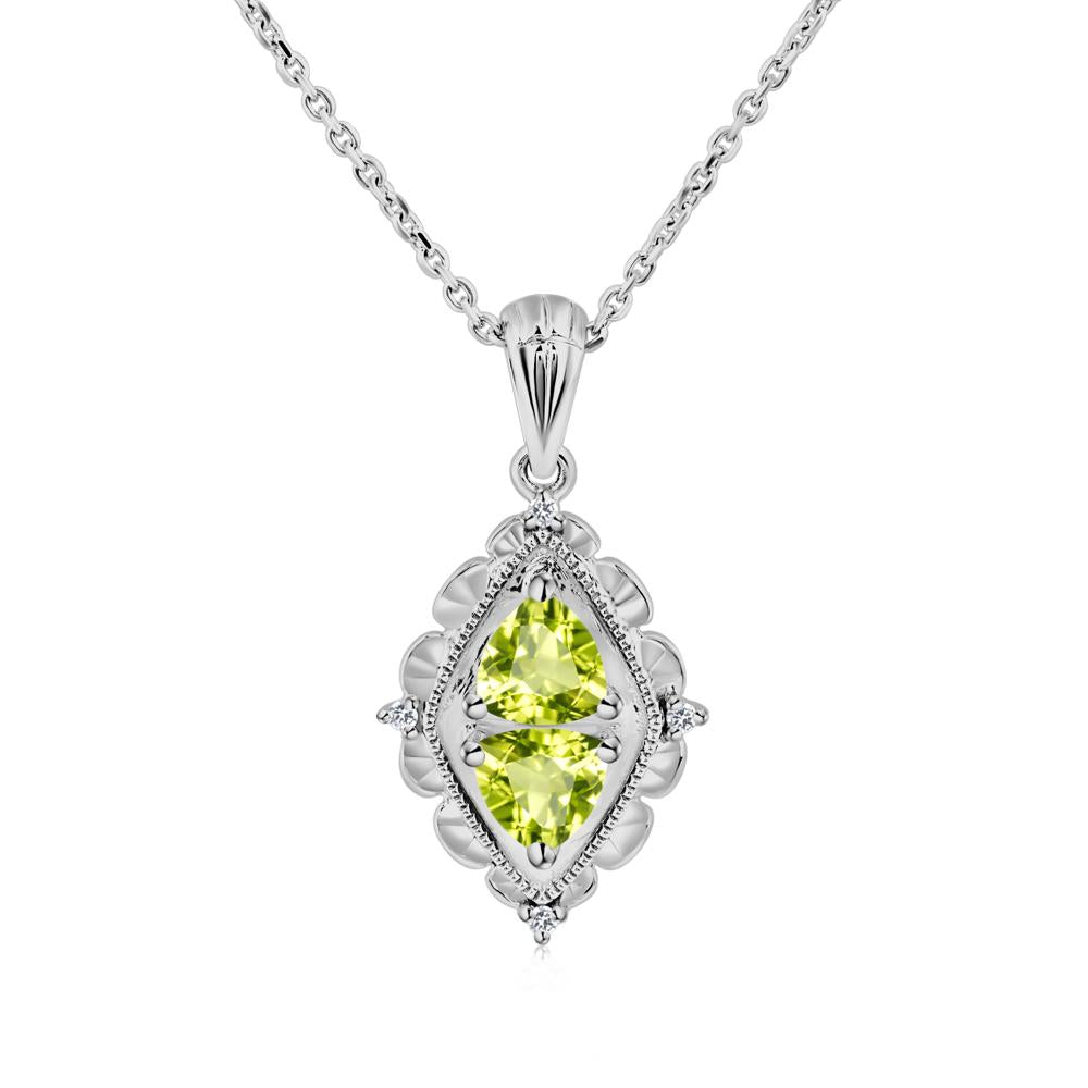 Peridot Two Stone Necklace - LUO Jewelry #metal_platinum
