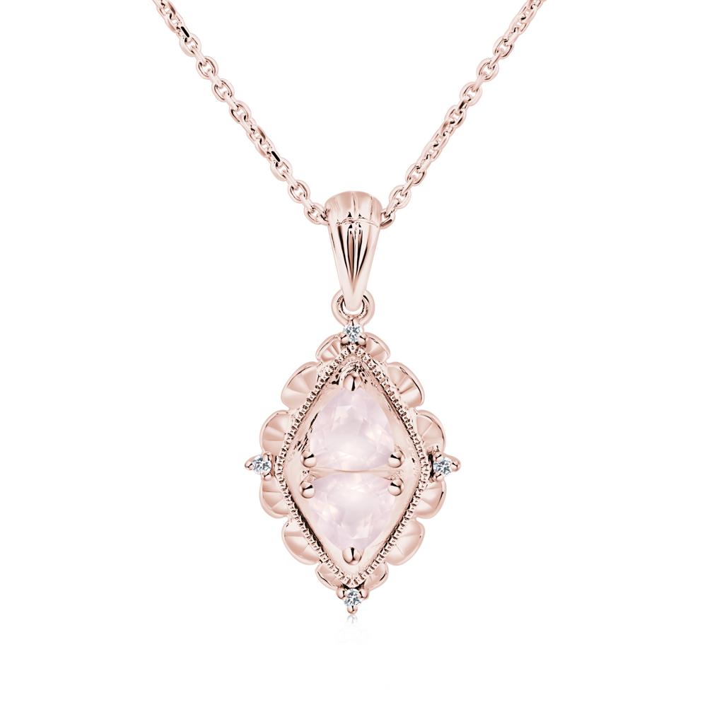 Rose Quartz Milgrain Necklace - LUO Jewelry #metal_18k rose gold