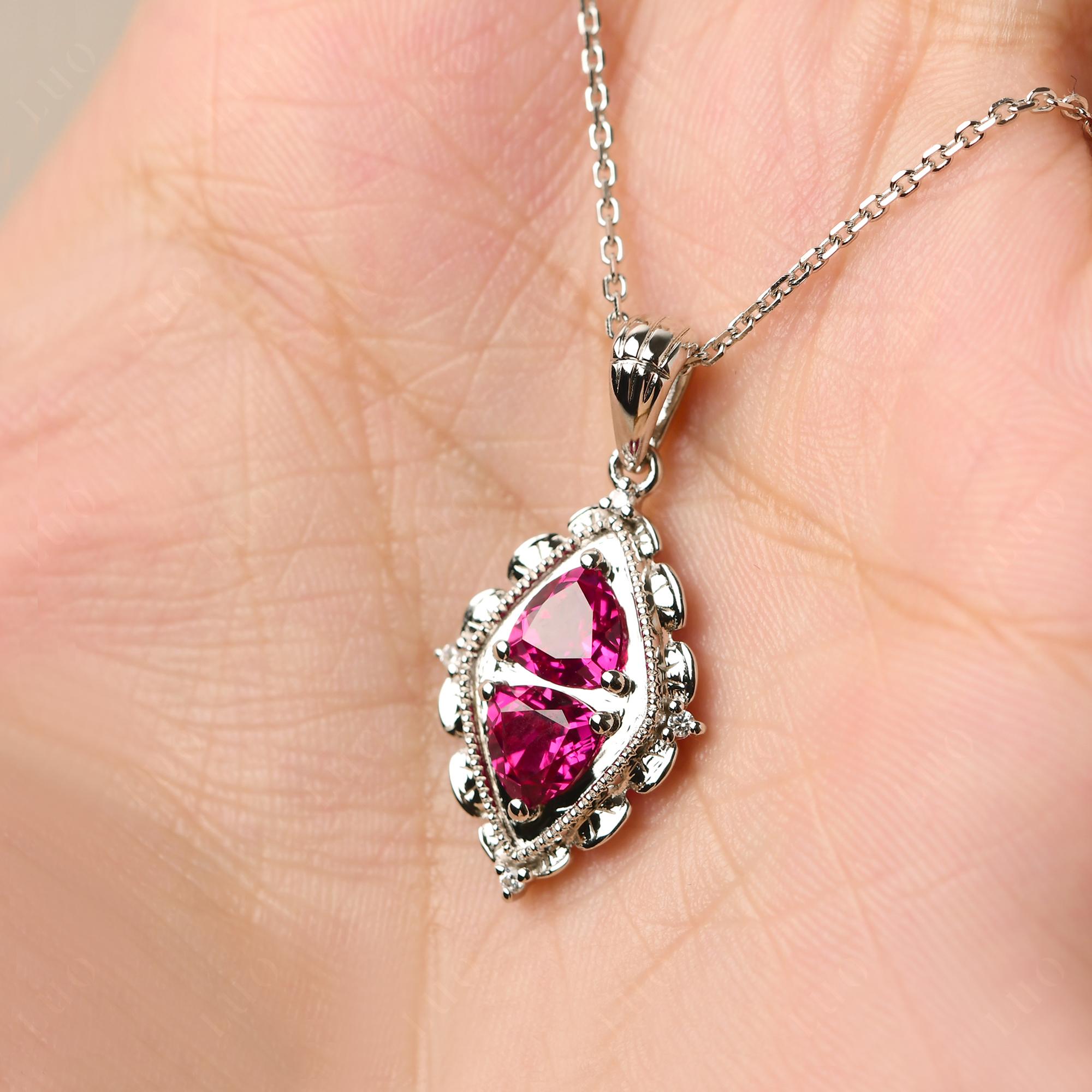 Vintage Two Stone Ruby Necklace - LUO Jewelry