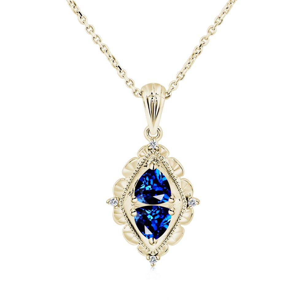 Vintage Two Stone Sapphire Necklace - LUO Jewelry #metal_14k yellow gold