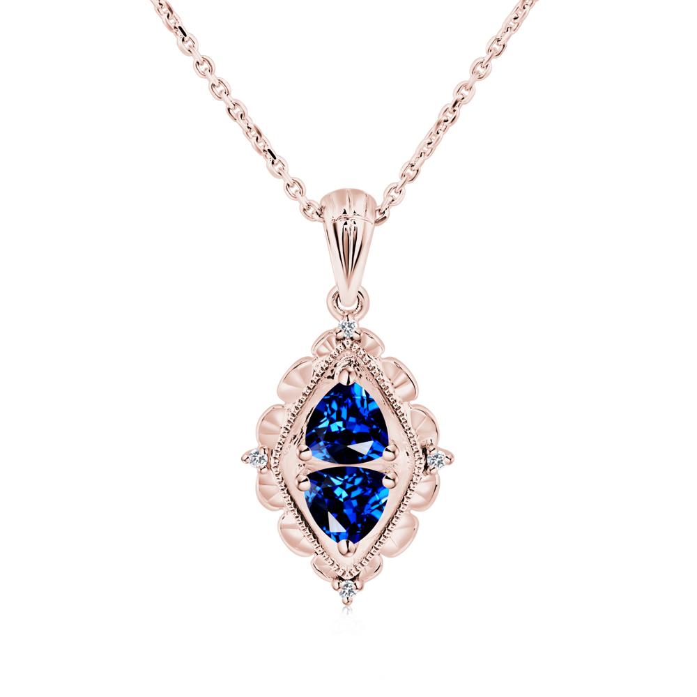 Vintage Two Stone Sapphire Necklace - LUO Jewelry #metal_18k rose gold