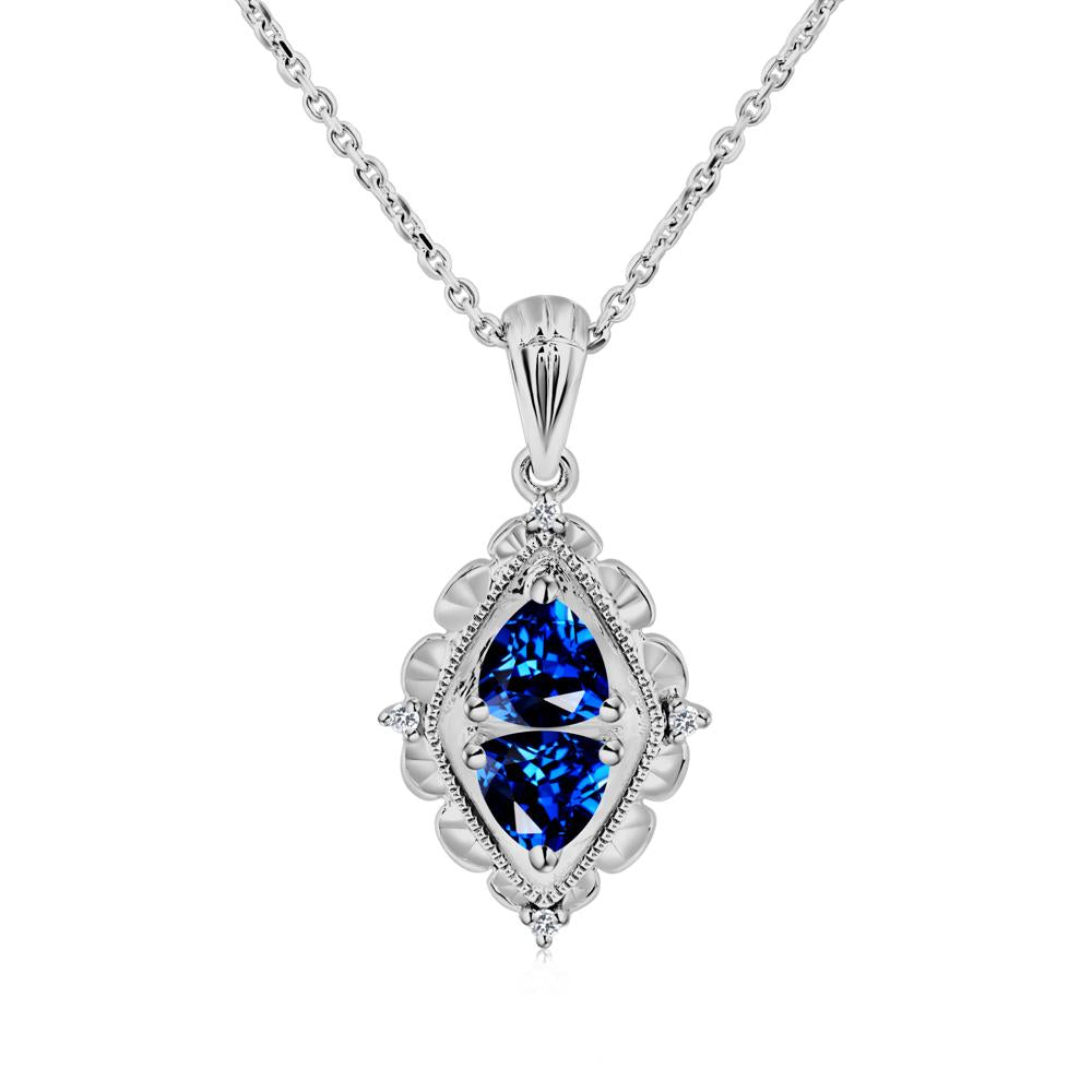 Vintage Two Stone Sapphire Necklace - LUO Jewelry #metal_platinum