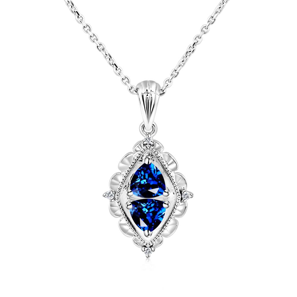 Vintage Two Stone Sapphire Necklace - LUO Jewelry #metal_sterling silver