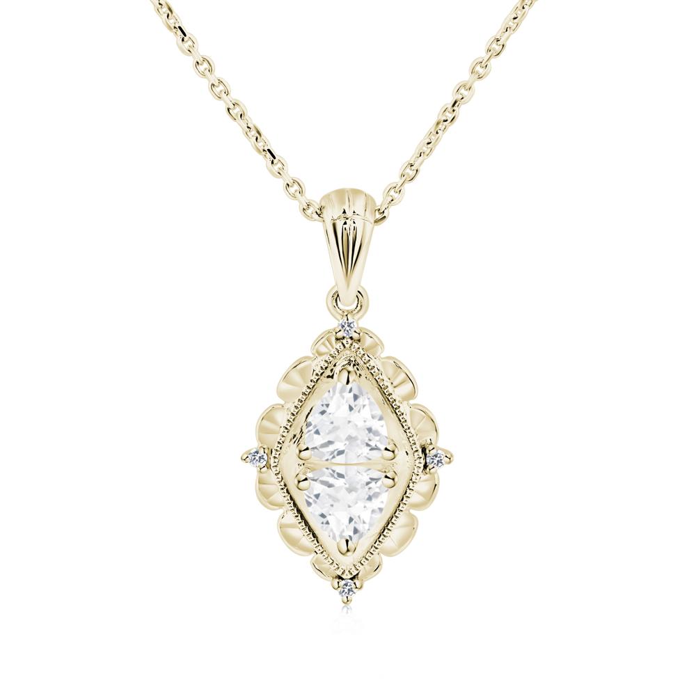 White Topaz Two Stone Necklace - LUO Jewelry #metal_14k yellow gold