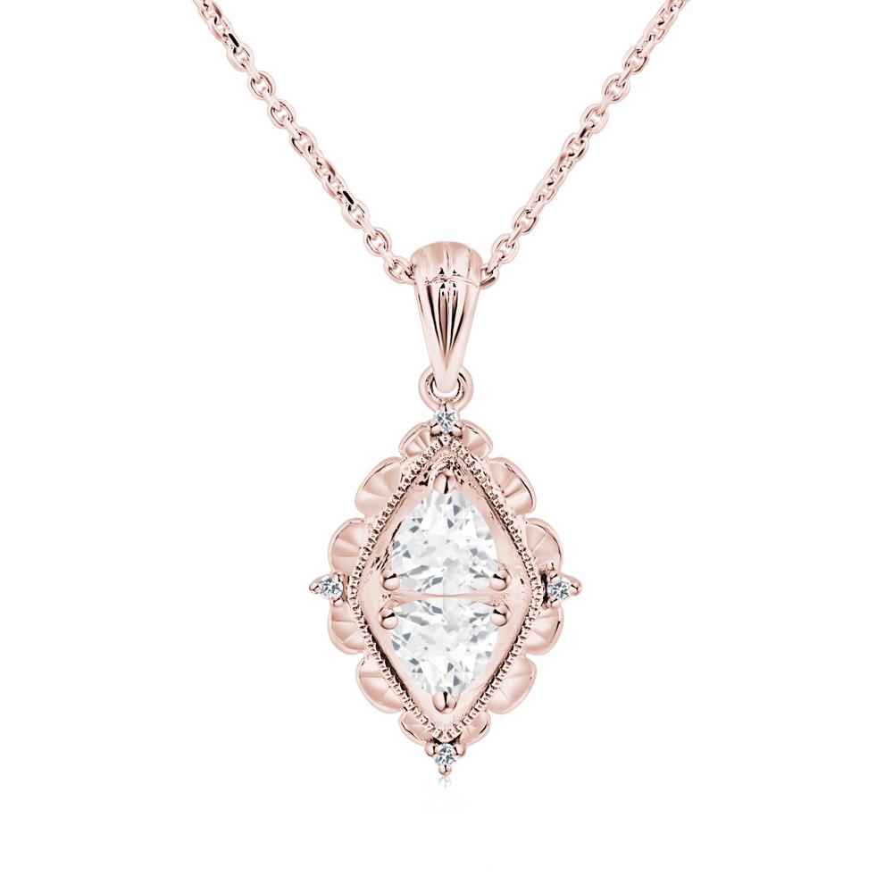 White Topaz Two Stone Necklace - LUO Jewelry #metal_18k rose gold