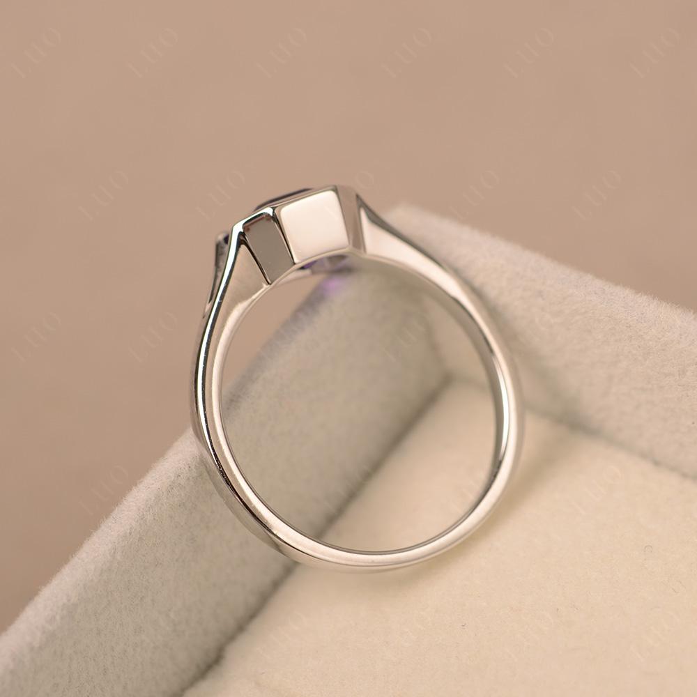 Amethyst Bezel Set Engagement Ring - LUO Jewelry