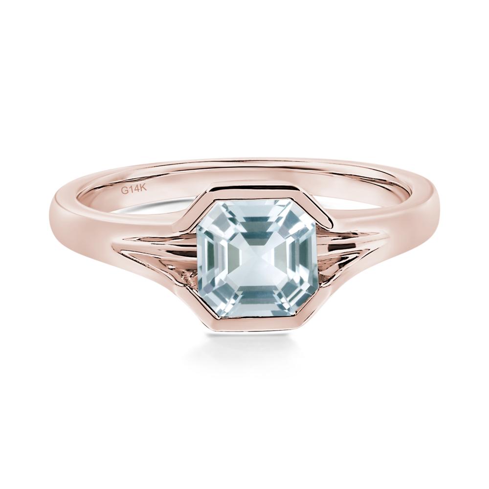 Aquamarine Bezel Engagement Ring - LUO Jewelry #metal_14k rose gold