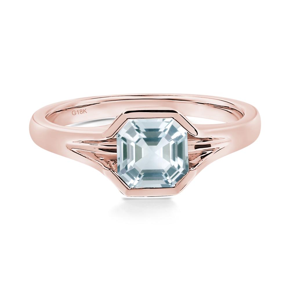 Aquamarine Bezel Engagement Ring - LUO Jewelry #metal_18k rose gold