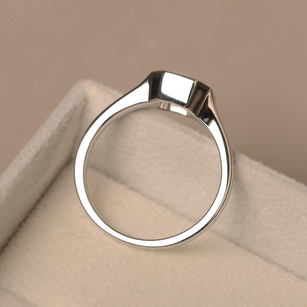 Aquamarine Bezel Engagement Ring - LUO Jewelry