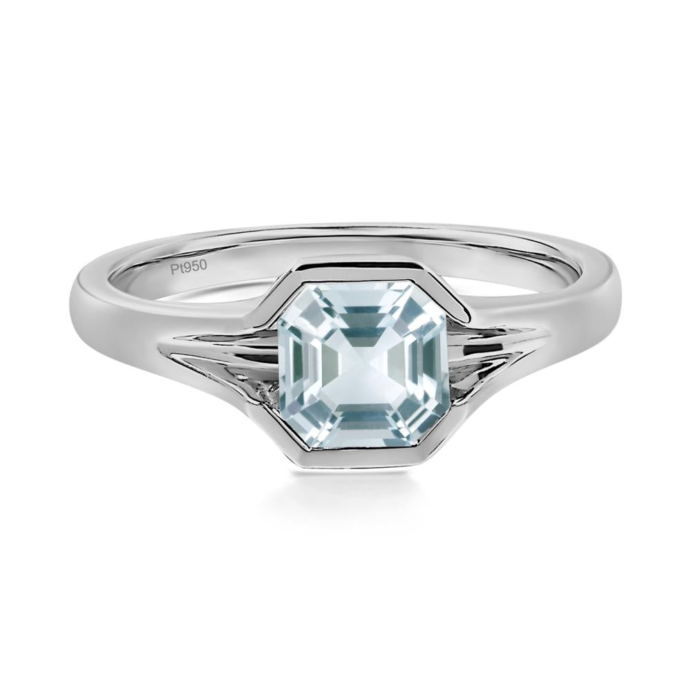 Aquamarine Bezel Engagement Ring - LUO Jewelry #metal_platinum
