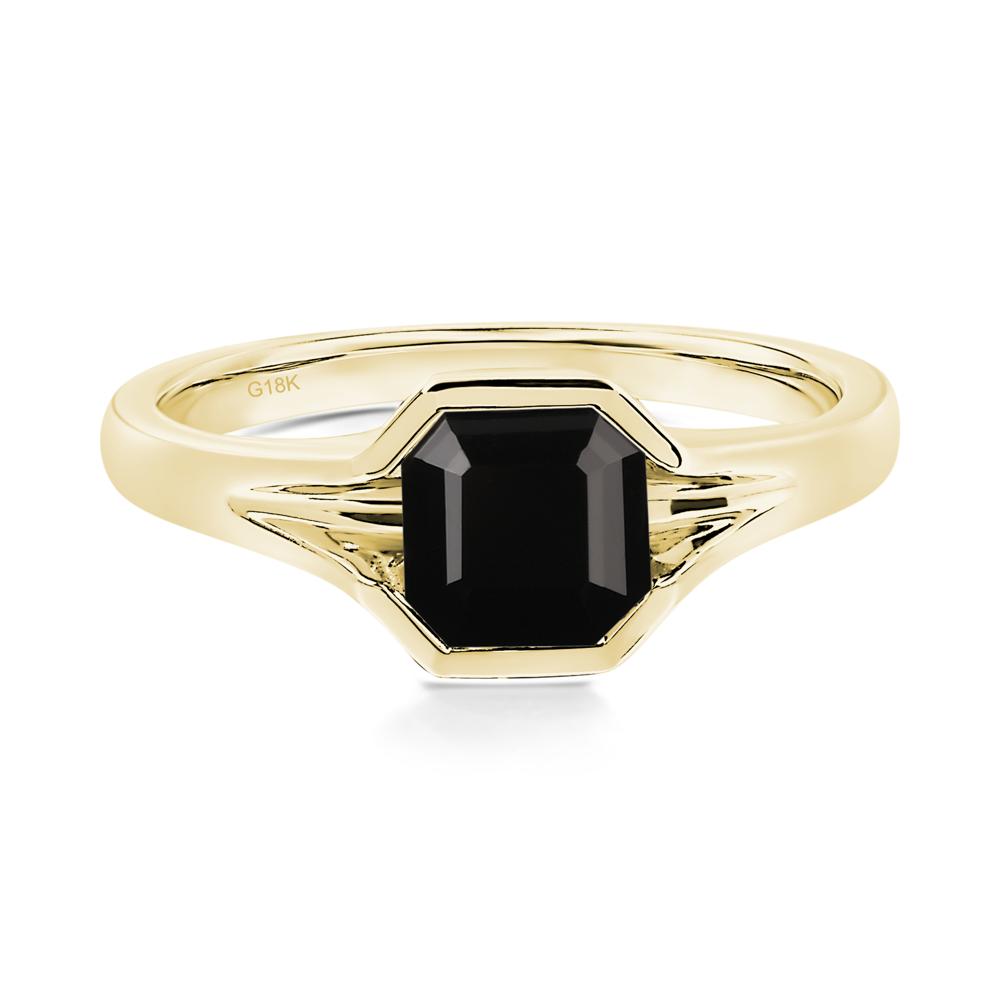 Asscher Cut Black Spinel Ring - LUO Jewelry #metal_18k yellow gold
