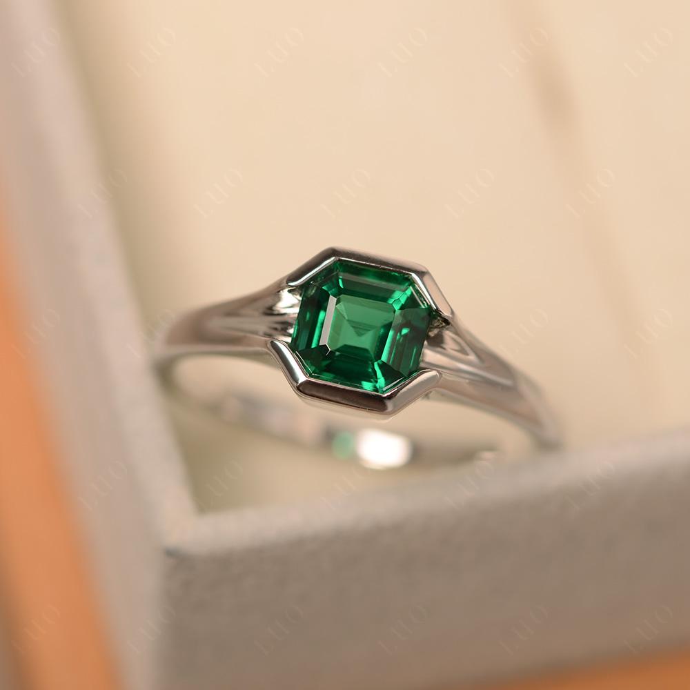 Emerald Bezel Solitaire Ring - LUO Jewelry