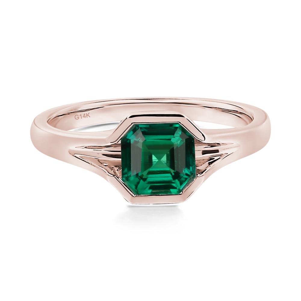 Emerald Bezel Solitaire Ring - LUO Jewelry #metal_14k rose gold