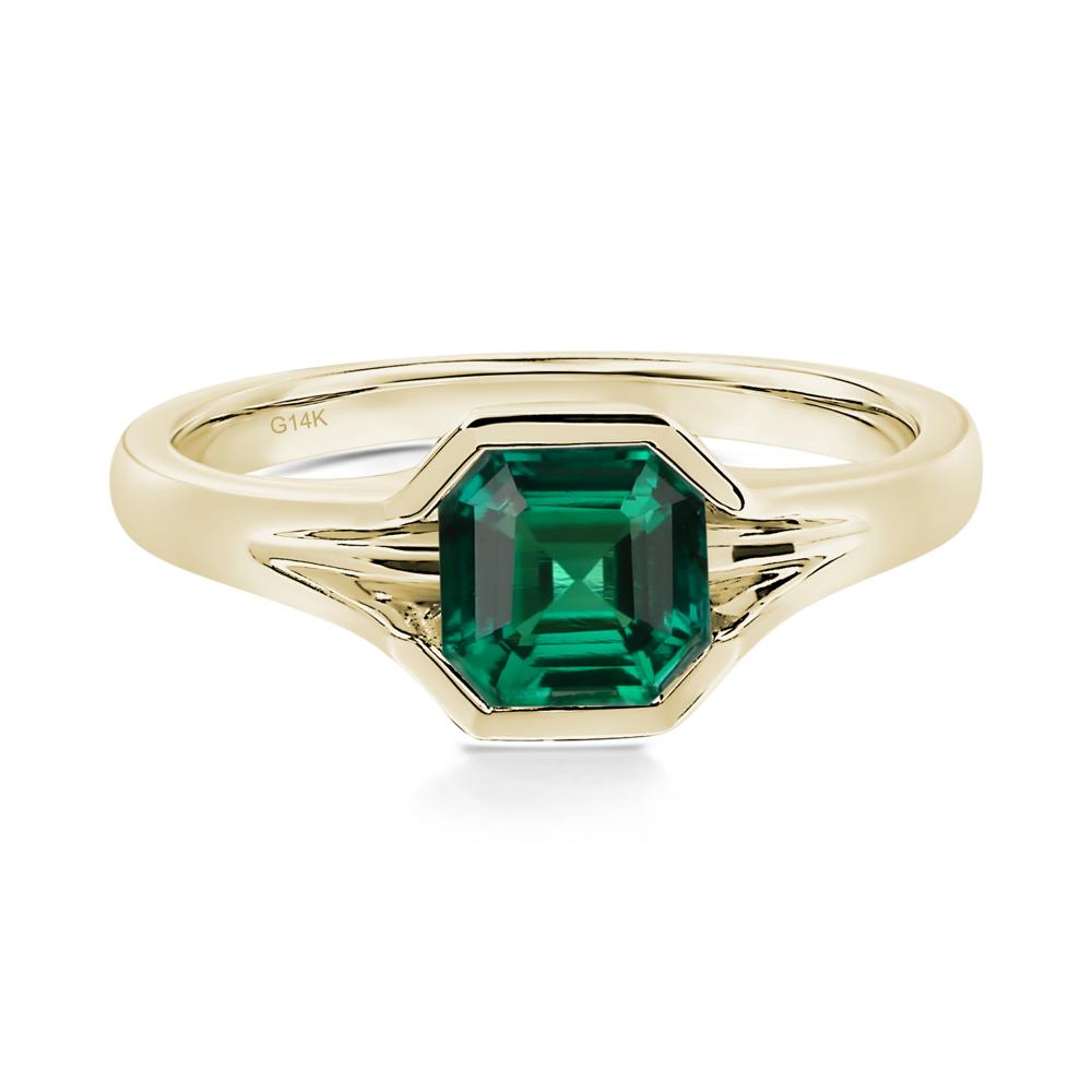 Emerald Bezel Solitaire Ring - LUO Jewelry #metal_14k yellow gold