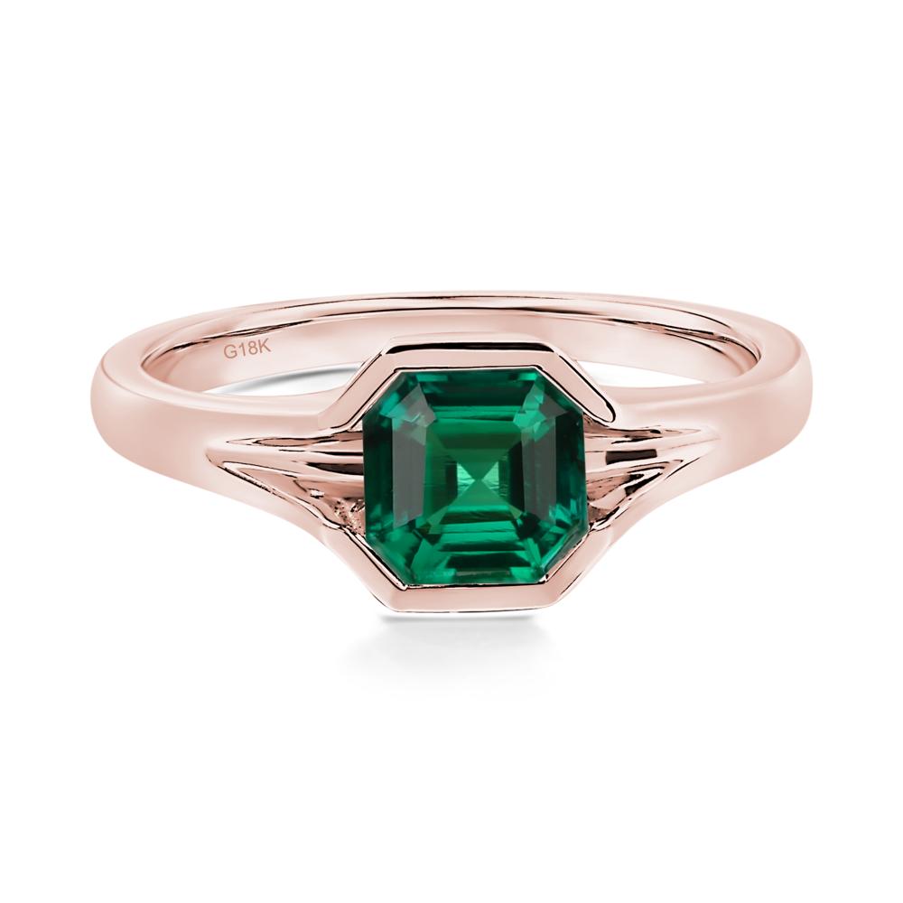 Emerald Bezel Solitaire Ring - LUO Jewelry #metal_18k rose gold
