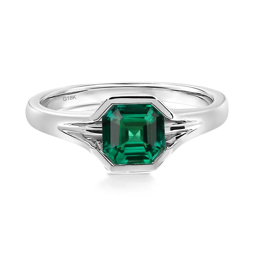 Emerald Bezel Solitaire Ring - LUO Jewelry #metal_18k white gold