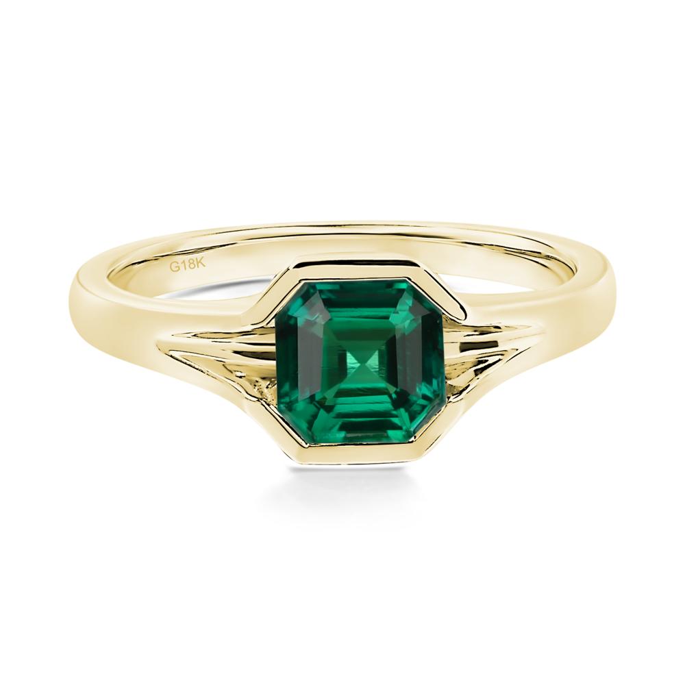 Emerald Bezel Solitaire Ring - LUO Jewelry #metal_18k yellow gold