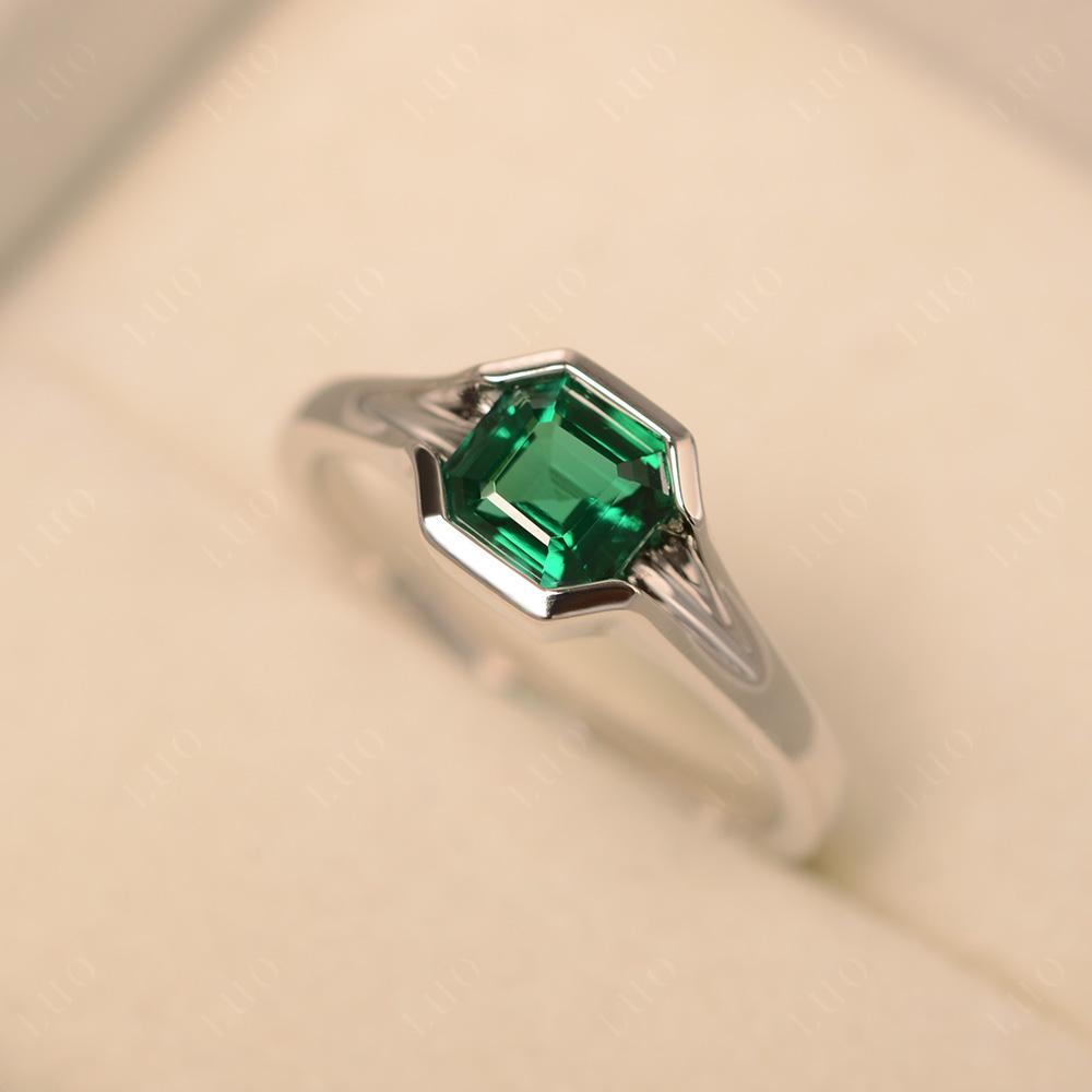 Emerald Bezel Solitaire Ring - LUO Jewelry