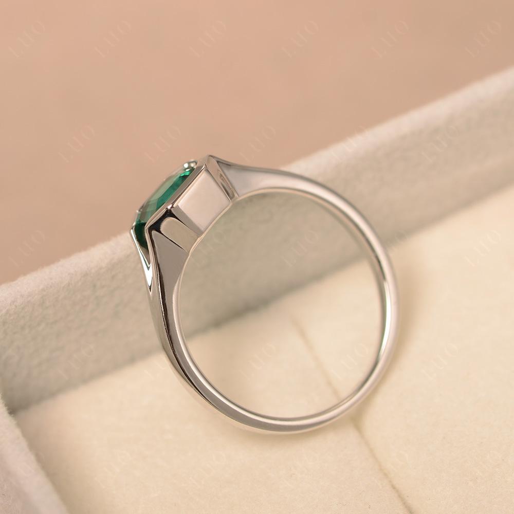 Emerald Bezel Solitaire Ring - LUO Jewelry