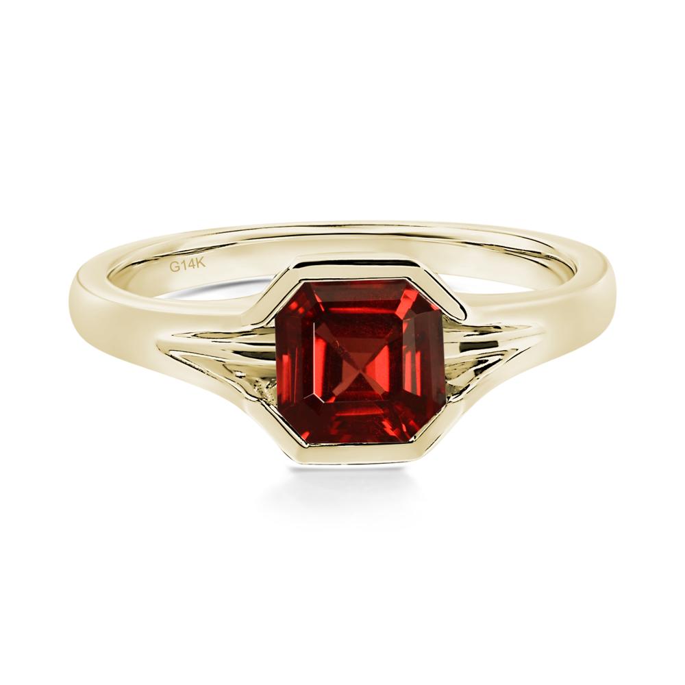 Asscher Cut Garnet Ring - LUO Jewelry #metal_14k yellow gold
