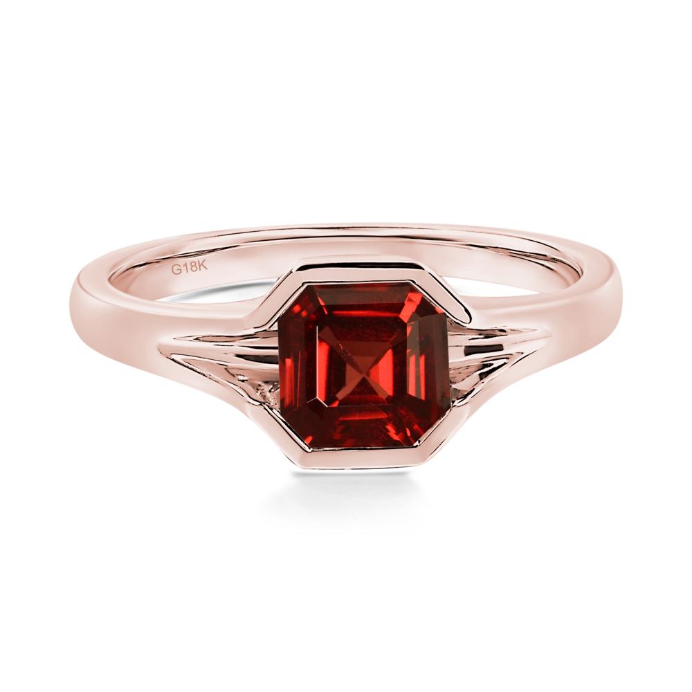 Asscher Cut Garnet Ring - LUO Jewelry #metal_18k rose gold