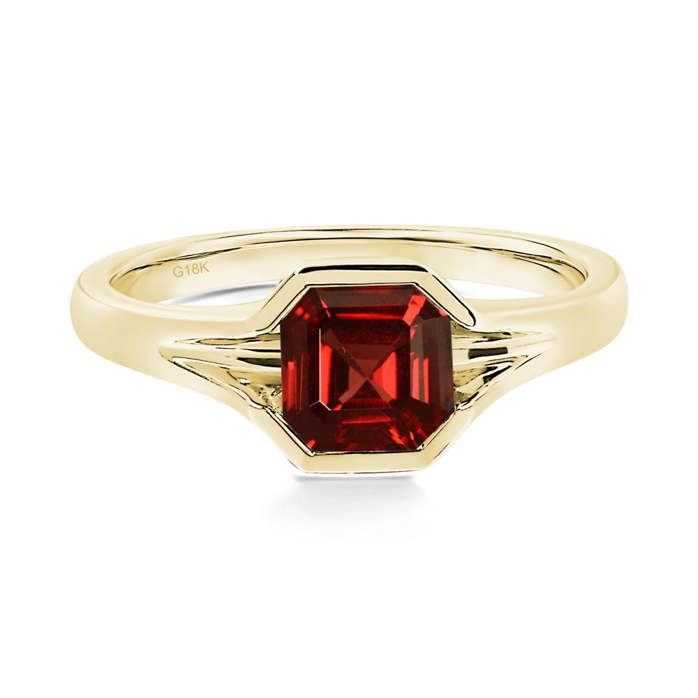 Asscher Cut Garnet Ring - LUO Jewelry #metal_18k yellow gold