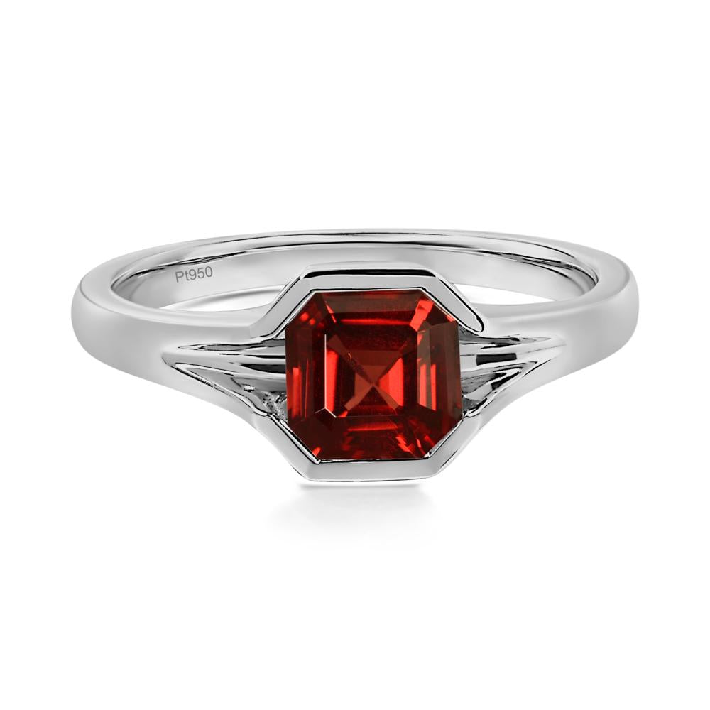 Asscher Cut Garnet Ring - LUO Jewelry #metal_platinum