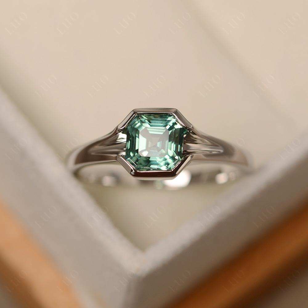 Green Sapphire Bezel Engagement Ring - LUO Jewelry