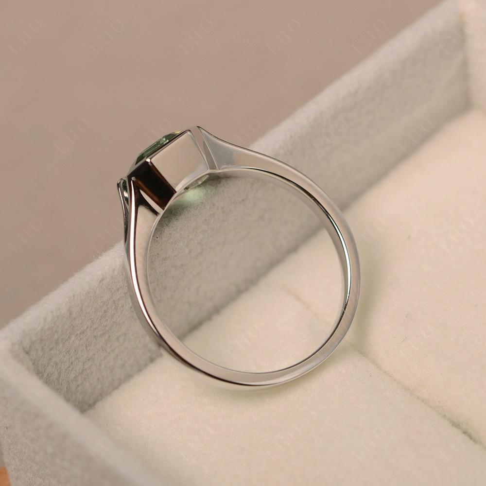 Green Sapphire Bezel Engagement Ring - LUO Jewelry