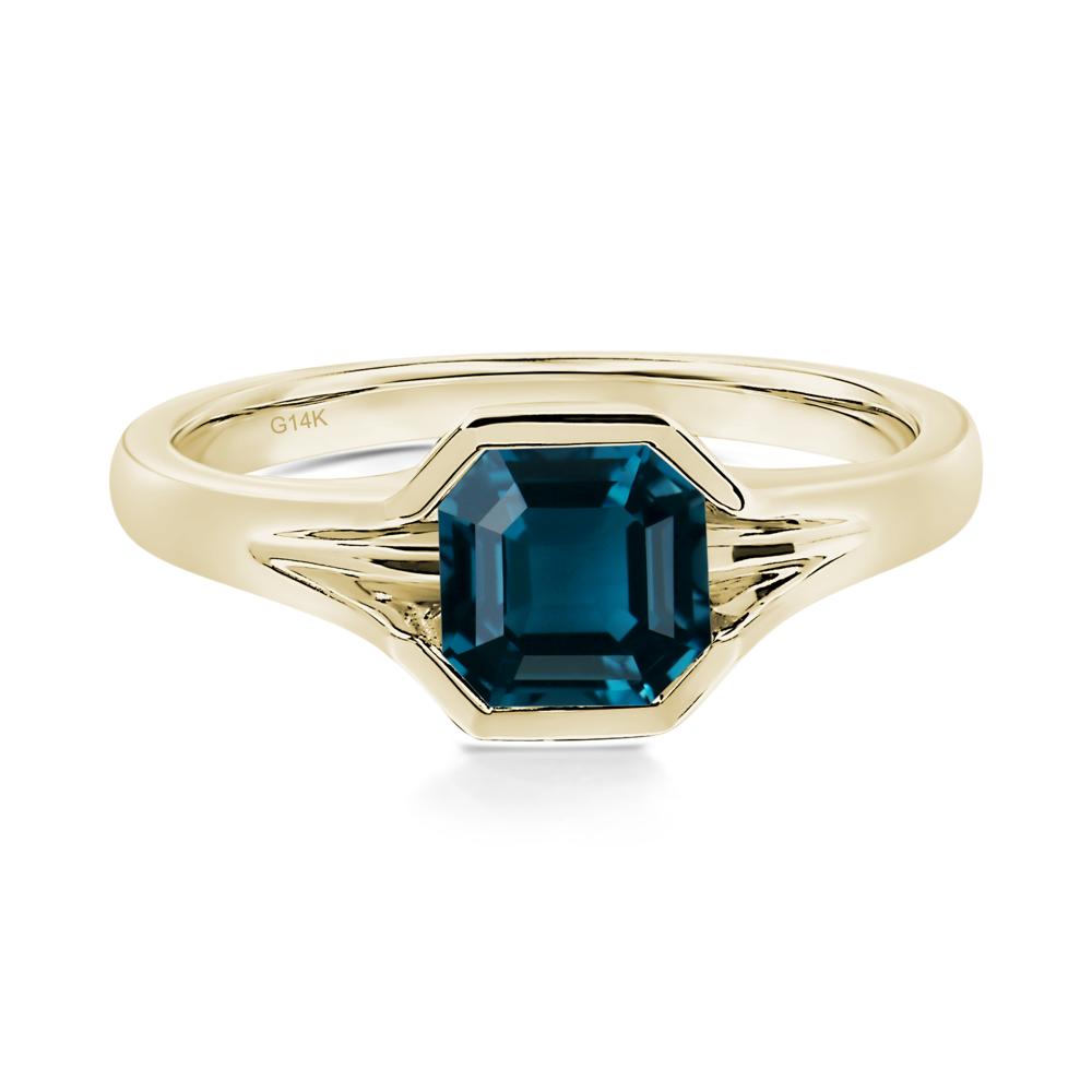 London Blue Topaz Bezel Solitaire Ring - LUO Jewelry #metal_14k yellow gold