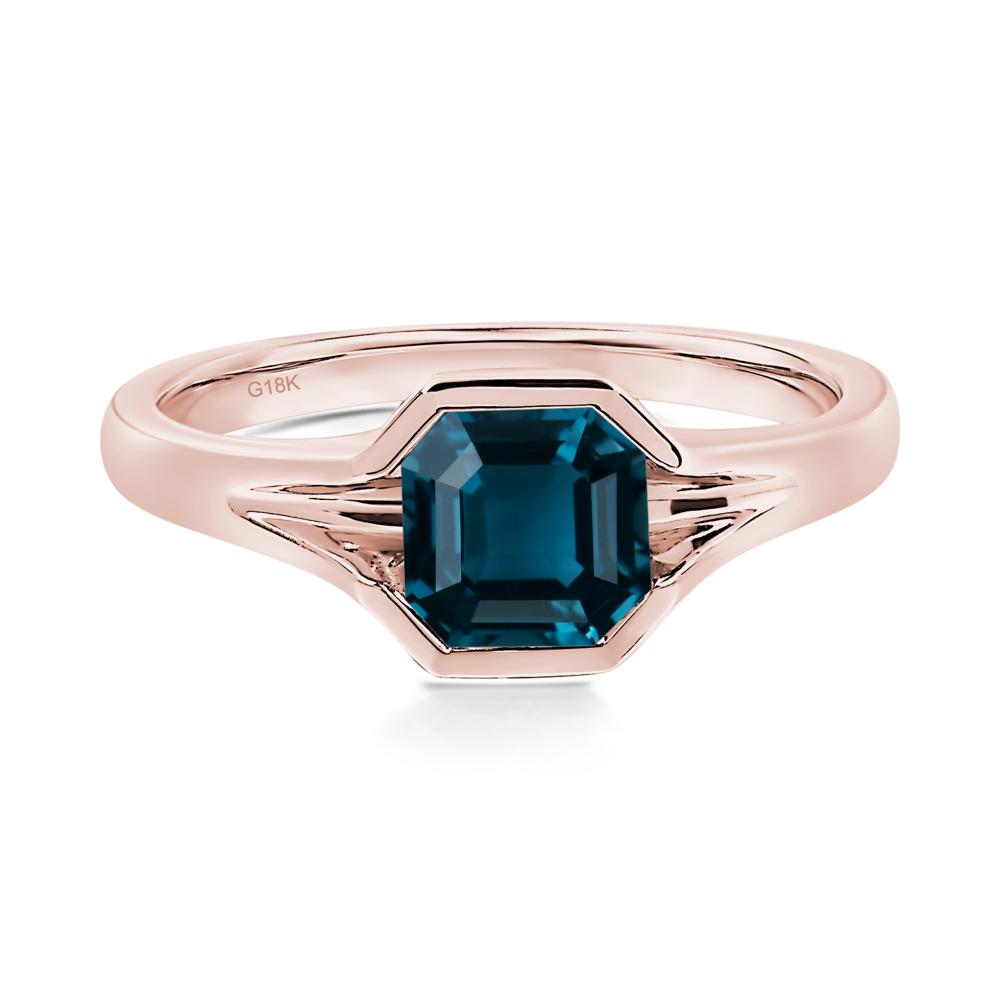 London Blue Topaz Bezel Solitaire Ring - LUO Jewelry #metal_18k rose gold