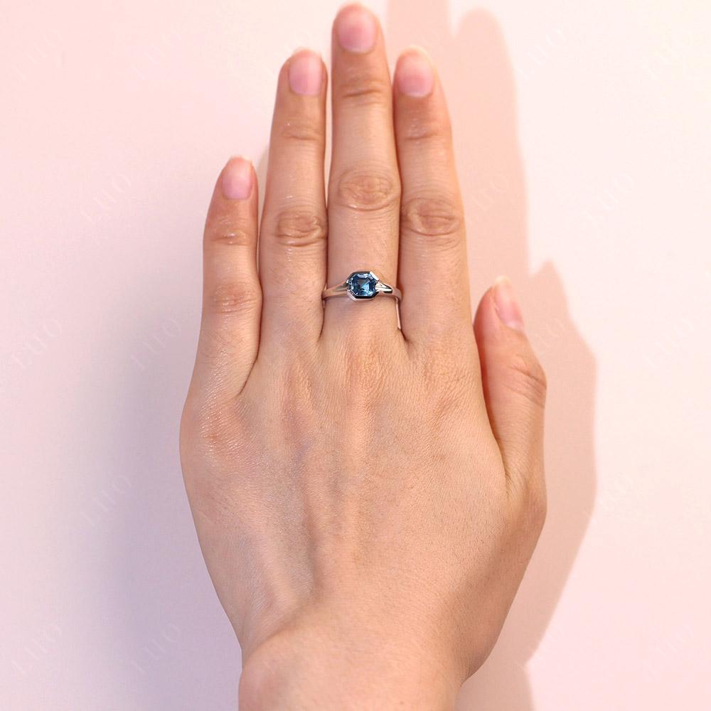 London Blue Topaz Bezel Solitaire Ring - LUO Jewelry
