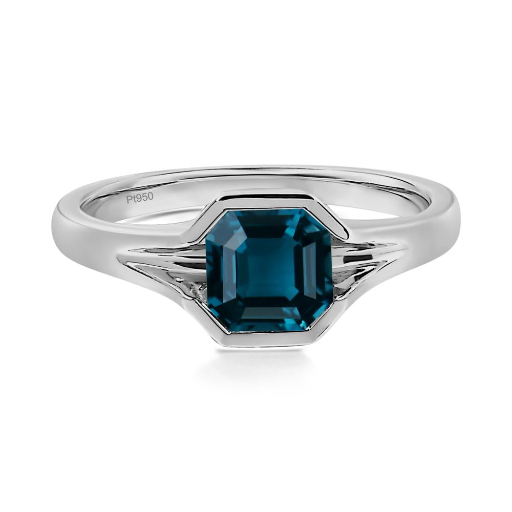 London Blue Topaz Bezel Solitaire Ring - LUO Jewelry #metal_platinum