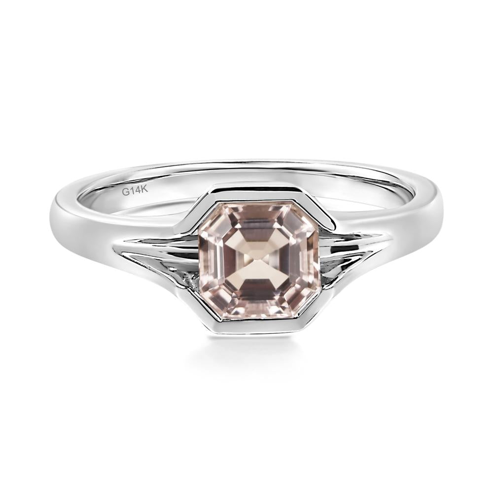 Morganite Bezel Set Engagement Ring - LUO Jewelry #metal_14k white gold