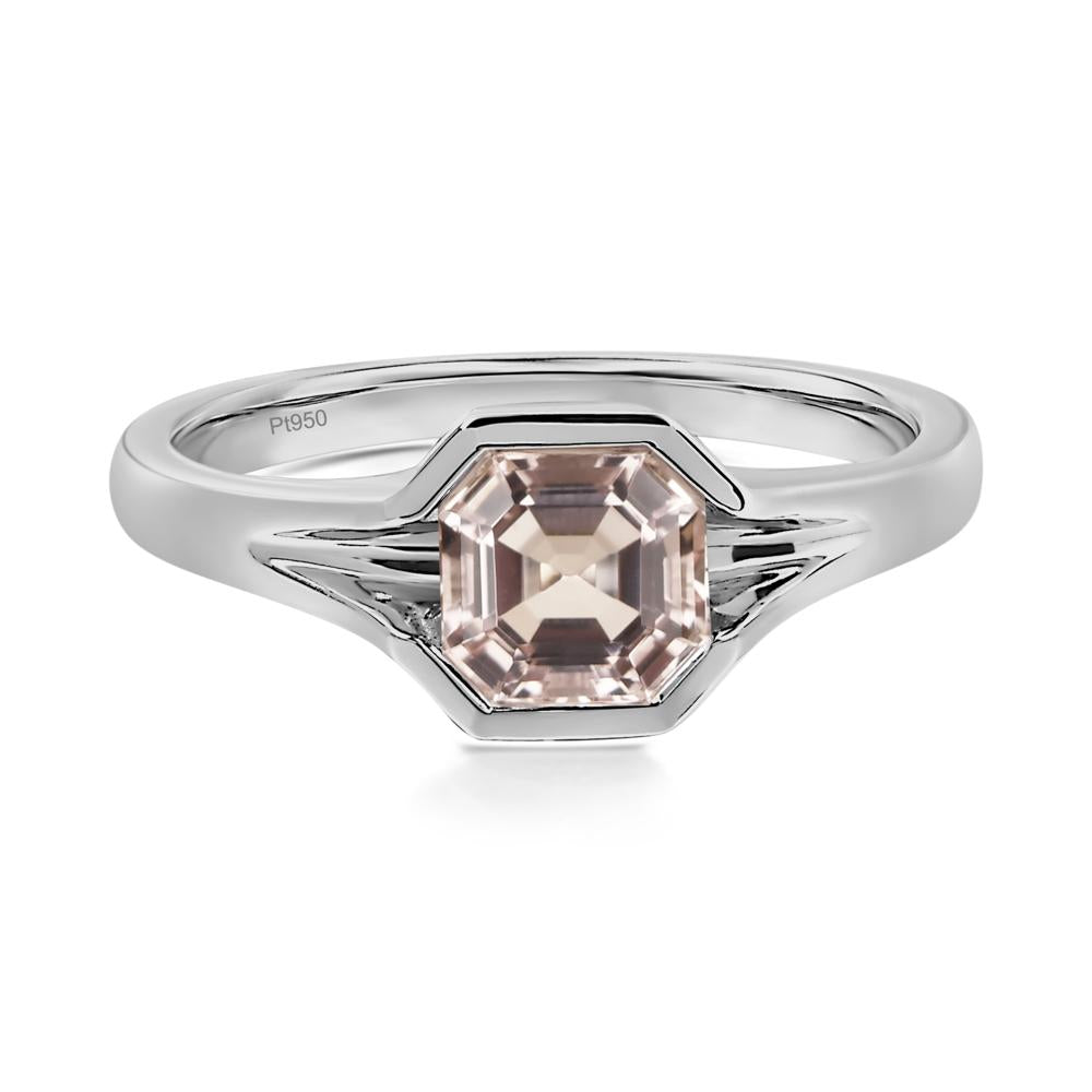 Morganite Bezel Set Engagement Ring - LUO Jewelry #metal_platinum