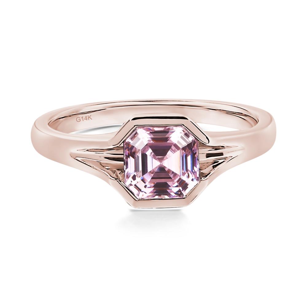 Pink Cubic Zirconia Bezel Engagement Ring - LUO Jewelry #metal_14k rose gold