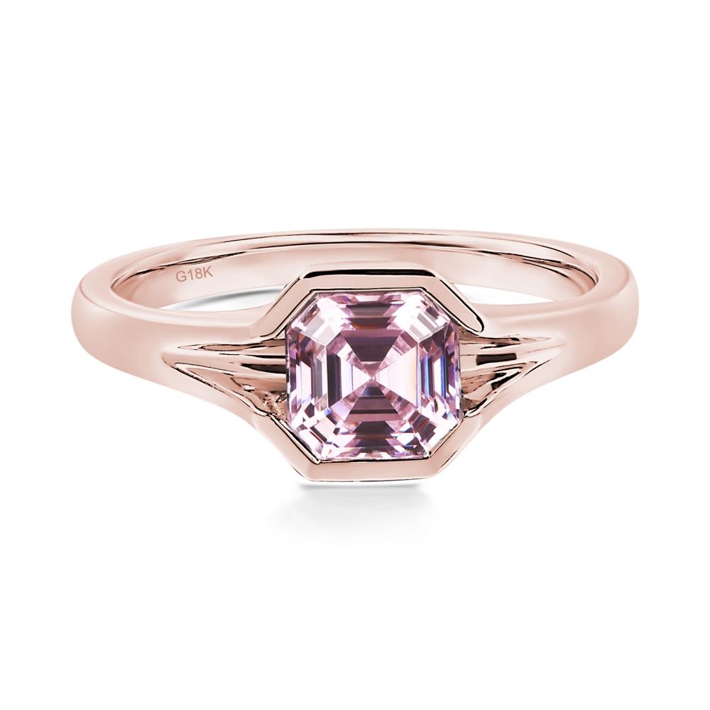 Pink Cubic Zirconia Bezel Engagement Ring - LUO Jewelry #metal_18k rose gold