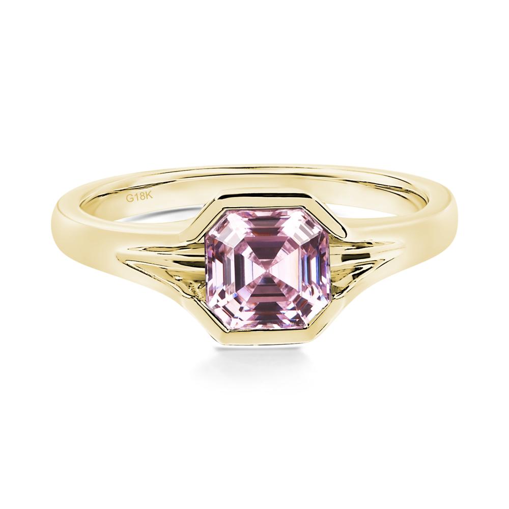 Pink Cubic Zirconia Bezel Engagement Ring - LUO Jewelry #metal_18k yellow gold
