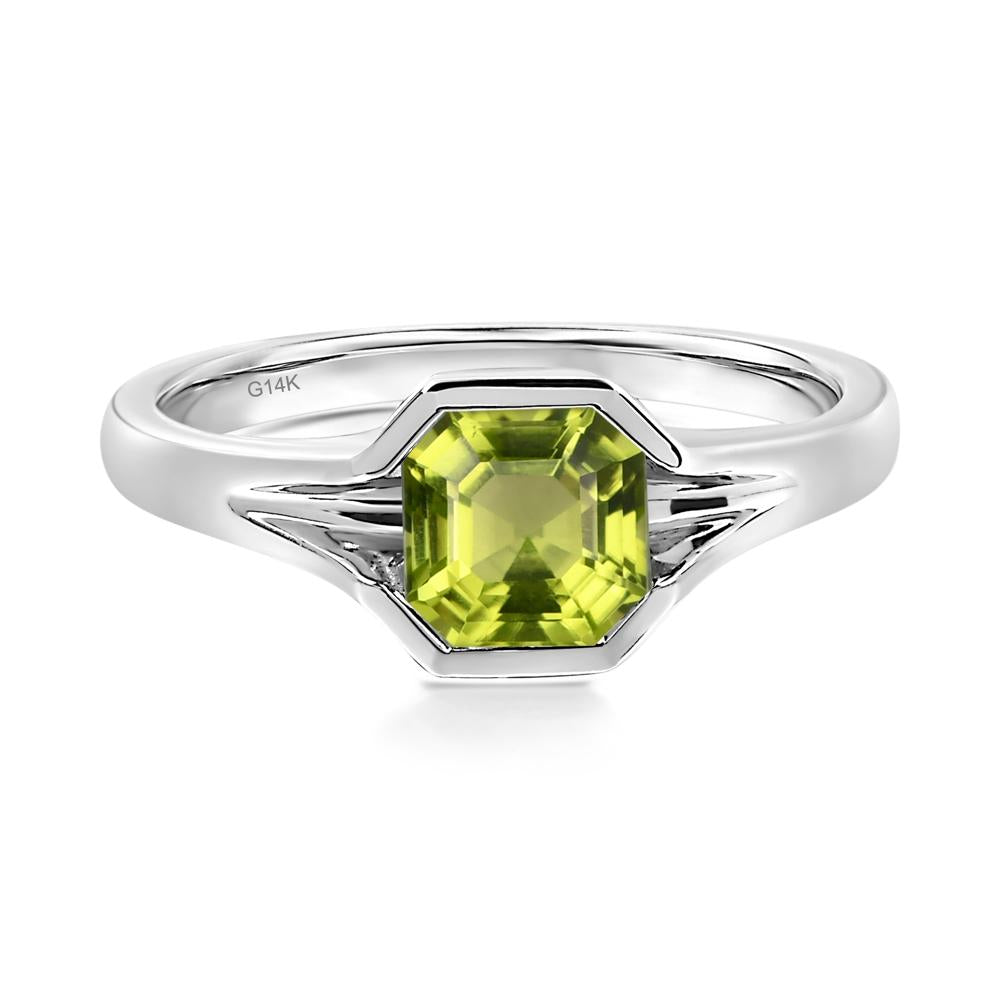 Peridot Bezel Solitaire Ring - LUO Jewelry #metal_14k white gold