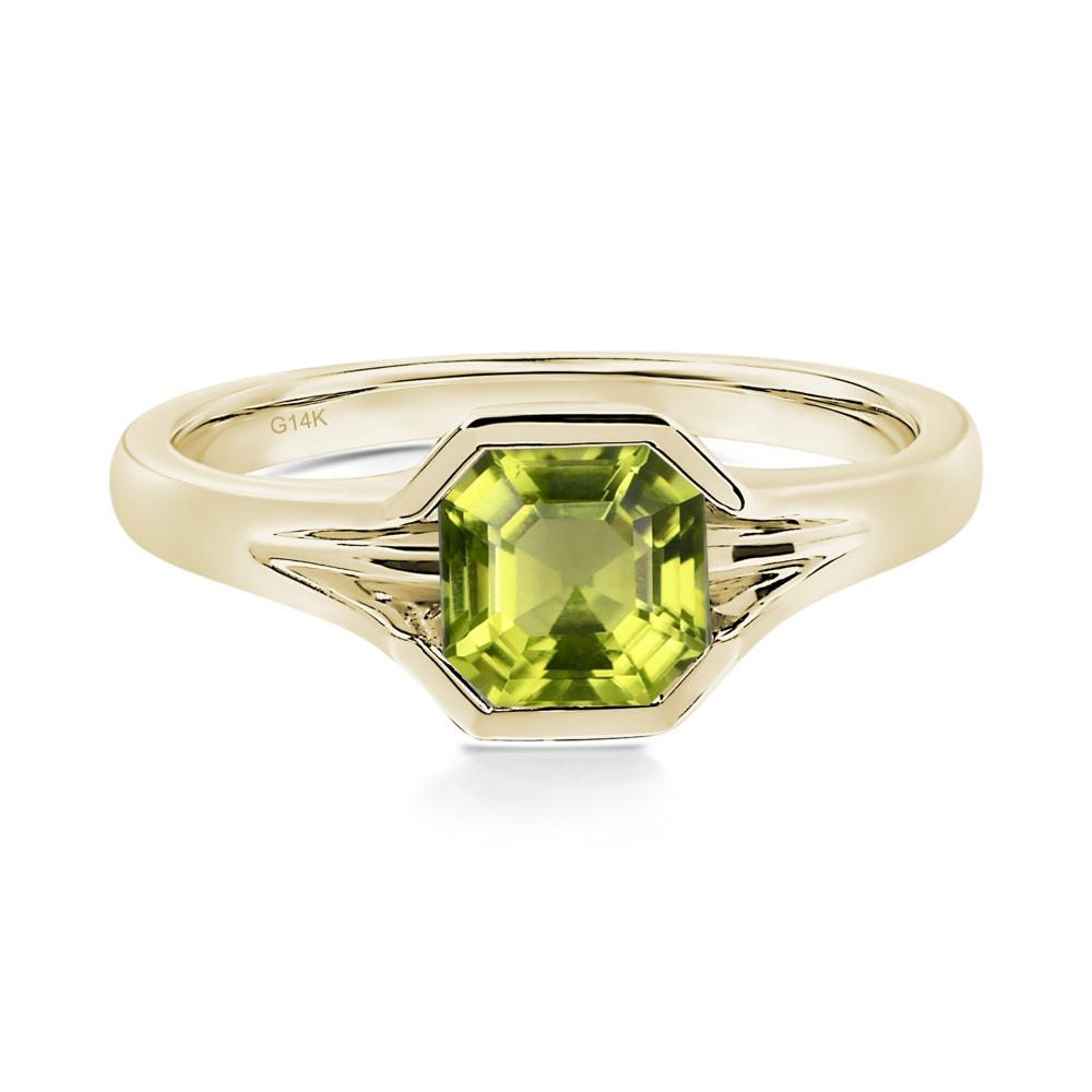 Peridot Bezel Solitaire Ring - LUO Jewelry #metal_14k yellow gold