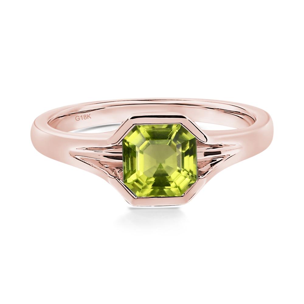 Peridot Bezel Solitaire Ring - LUO Jewelry #metal_18k rose gold