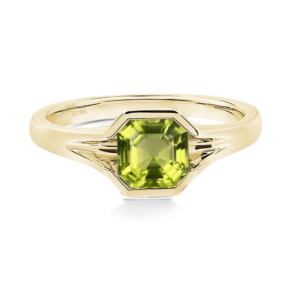 Peridot Bezel Solitaire Ring - LUO Jewelry #metal_18k yellow gold