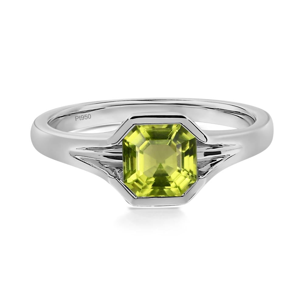 Peridot Bezel Solitaire Ring - LUO Jewelry #metal_platinum